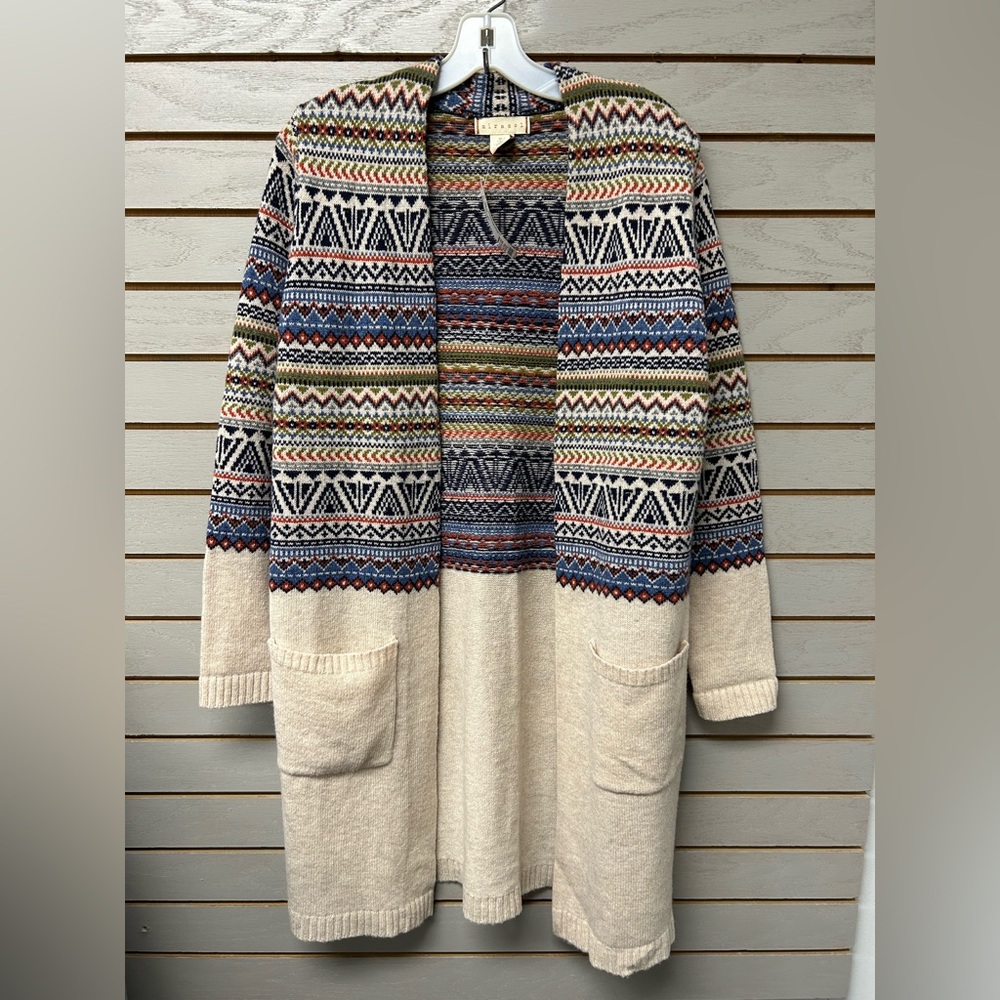 Mirasol Multicolor Geometric Trench Cardigan